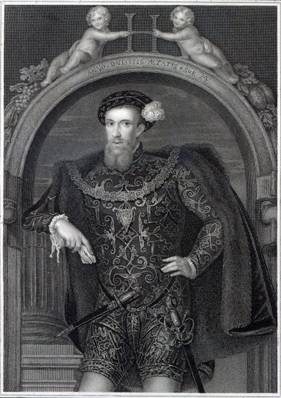 ヘンリーハワードの肖像（1517〜47年）サリー伯、「ロッジの英国の肖像」、1823年 作： English School