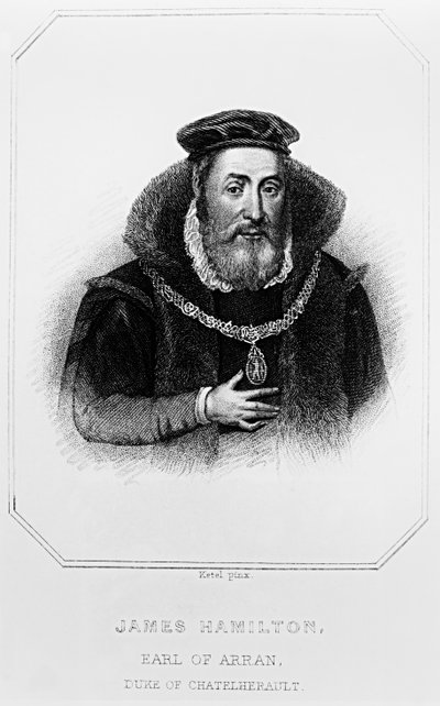 ジェームズハミルトン（1517-1575）の肖像アラン伯爵、「ロッジの英国の肖像」1822年 作： English School