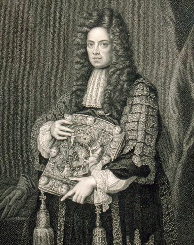 イヴシャム男爵ジョン・ソマーズ（1651-1716）の肖像（「ロッジの英国肖像画」より 作： English School