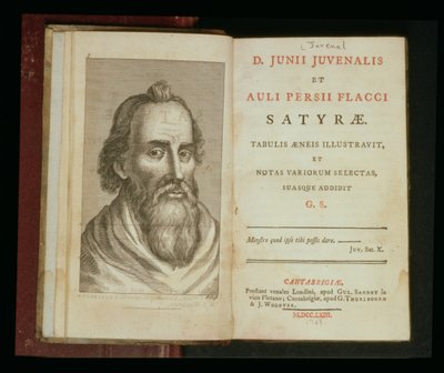 「ジュヴェナールとアウリウスフラックスの風刺」からのジュヴェナールの肖像、1763年（彫刻） 作： English School