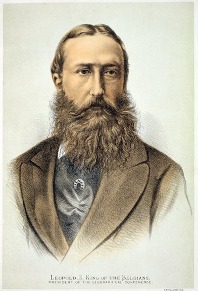 レオポルド2世の肖像（1835-1909）、ベルギー国王（1865-1909） 作： English School
