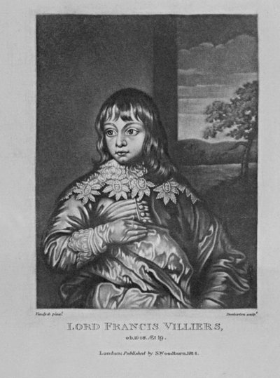 フランシス・ヴィリエ卿の肖像。 1815年、リチャードアーロムとチャールズターナーによる「イギリスの歴史に描かれた人物」から 作： English School