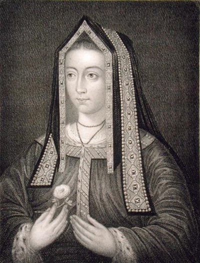 エリザベス・オブ・ヨーク女王（1466-1502）の肖像（「ロッジの英国肖像画」より 作： English School