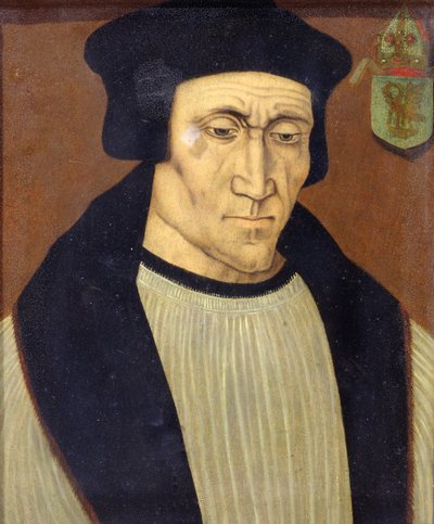 リチャードフォックスまたはフォックスの肖像（c.1448-1528）ヘンリー7世とヘンリー8世の公爵領シールであるウィンチェスターの司教、オックスフォードのコーパスクリスティ大学の創設者 作： English School