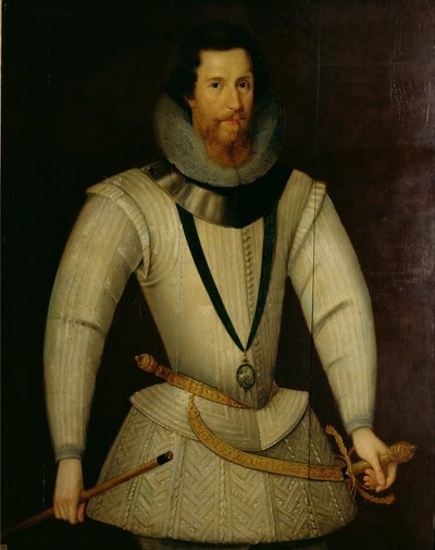 ロバート・デブルーの肖像、エセックス伯爵（1566-1601） 作： English School