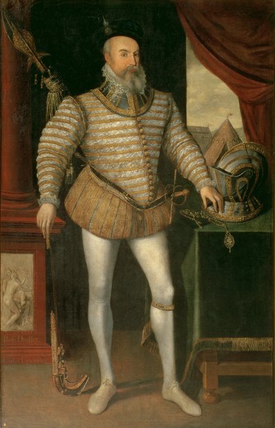 ロバート・ダドリーの肖像、レスター伯爵（c.1532-88）、1585 作： English School
