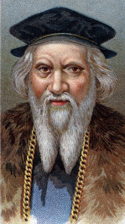 Sebastiano Caboto (Sebastien Cabot) (Sebastian) (1477-1557)の肖像 - シリーズ「男たちのリーダー」より - クロモリトグラフ - イギリス派、20世紀 - 。 作： English School