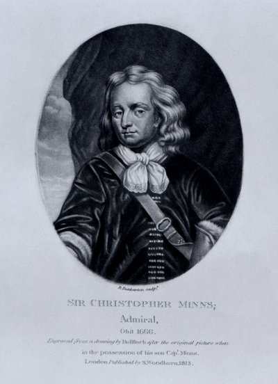 1815年にリチャードアーロムとチャールズターナーが描いた「イギリスの歴史に描かれた人物」からのクリストファーミンズ卿の肖像 作： 英語学校