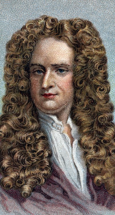 アイザック・ニュートン卿の肖像 1642年～1727年 イギリスの物理学者・数学者 - 「Leaders of Men」シリーズより - クロモリトグラフ - イギリスの学校、20世紀 - 。 作： English School