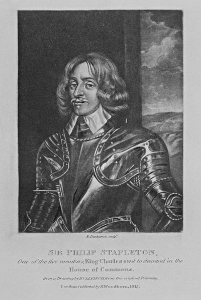 1815年にリチャードアーロムとチャールズターナーが描いた「イギリスの歴史に描かれた人物」からのフィリップステープルトン卿の肖像 作： English School