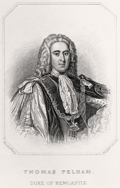 トマス・ペラム、ニューカッスル公爵の肖像、1835年 作： English School