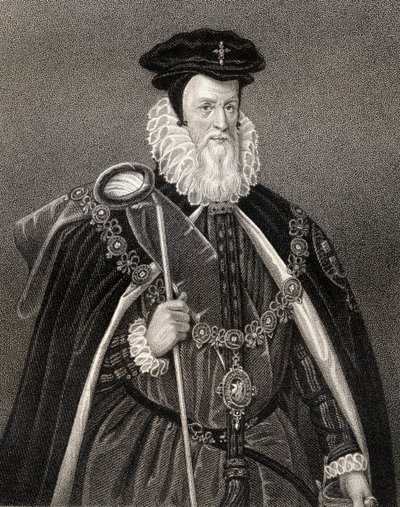 ウィリアム・セシルの肖像（1520-98） &39;ロッジのイギリスの肖像画&39;からのバーリー卿、1823年（リソ） 作： English School