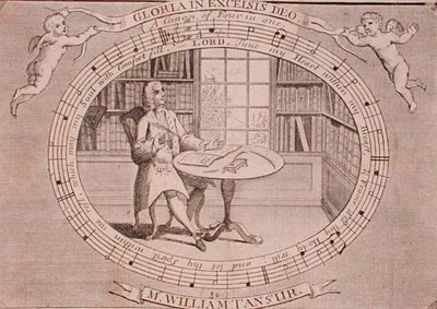 ウィリアム・タンズール(1706-83)の図書館での肖像(エングレーヴィング) 作： English School