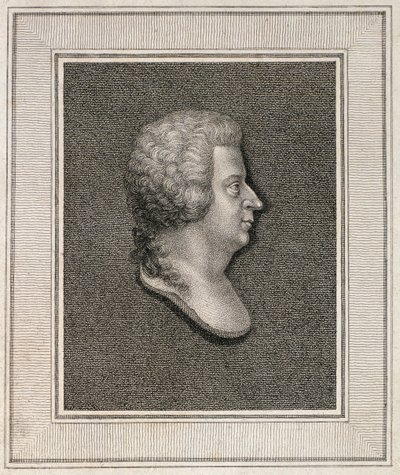1814年に出版されたヴォルフガングアマデウスモーツァルト（1756-91）の肖像 作： English School