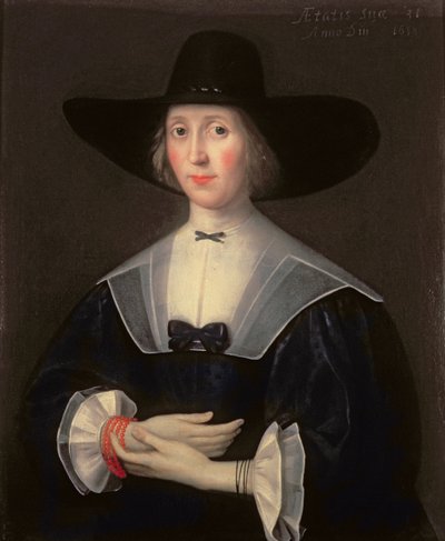 黒の女性の肖像、1638 作： English School