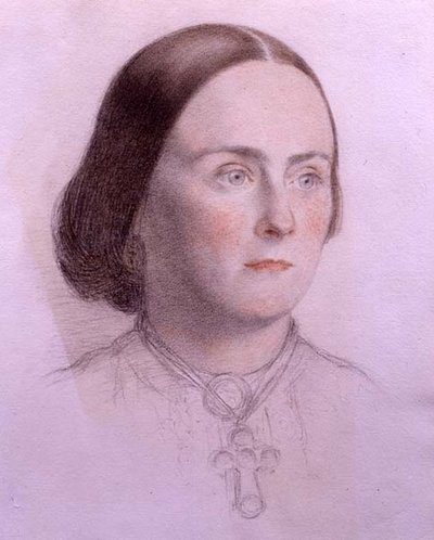 若い女性の肖像」1840年頃（紙にカラーチョーク） 作： English School