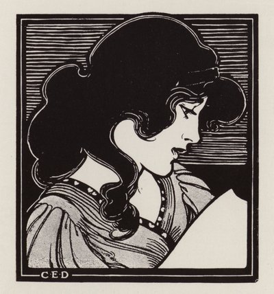 女性の肖像 (litho) 作： English School