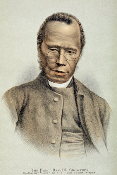 右牧師サミュエル・アジャイ・クラウザー博士の肖像（c.1800-91）（カラーリソ） 作： English School