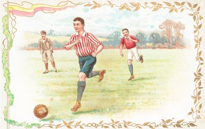 サッカーをする男性がいるポストカード 作： English School