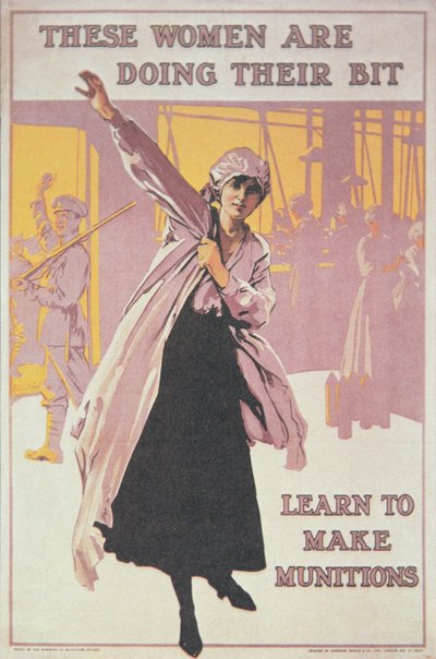 軍需品を作る女性を描いたポスター（カラーリトグラフ 作： English School