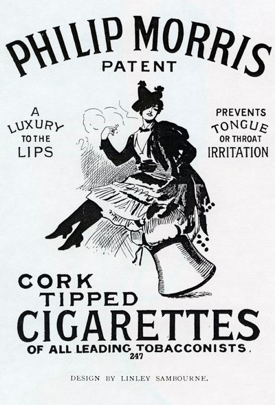 リンセイサンボーンがデザインしたフィリップモリスタバコのポスター、1896年 作： English School