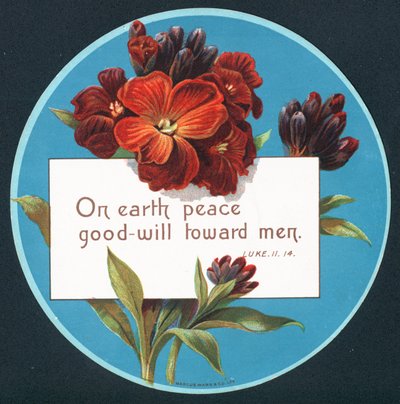 サクラソウ、クリスマスカード（chromolitho） 作： English School