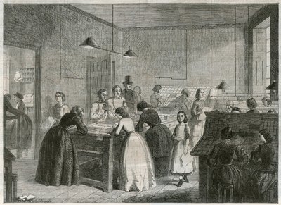 Great Coram Streetにある印刷会社（Victoria Press）。コンポジターとして女性を雇用しています。 作： English School