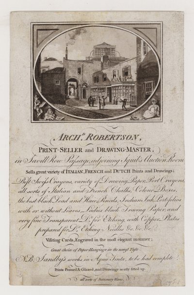 Printseller and Drawing Master、Archibald Robertson、トレードカード 作： English School