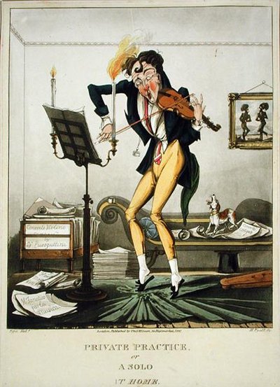 ヘンリー・パイアル（1795-1833）が彫った「Private Practice or A Solo at Home」は、トーマス・マクレーン社（ロンドン）から出版されました。 作： English School