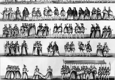 1782年に刻まれたヘンリー7世の息子であるアーサー王子の洗礼式の行列 作： English School