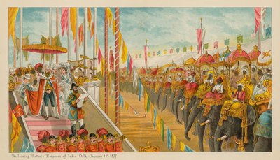 1877年1月1日、インド-デリーのビクトリア女帝を宣言 作： English School