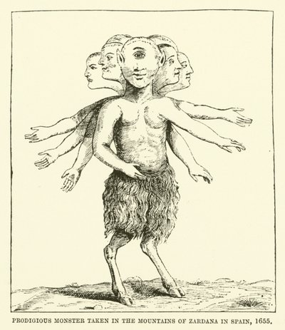 スペインのザルダナの山で撮影された驚異的なモンスター、1655年 作： English School
