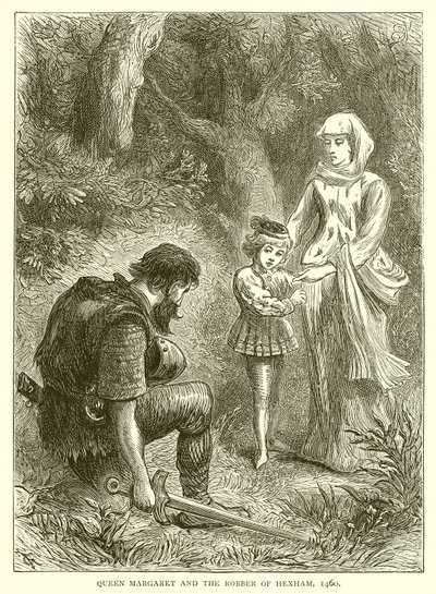 マーガレット女王とヘクサムの強盗、1460年 作： English School