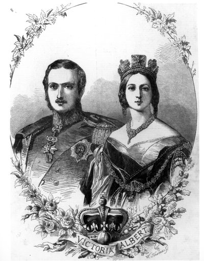 ビクトリア女王（1819-1901）とアルバート王子（1819-61）は、1844年にWトーマスによって彫刻されました 作： English School