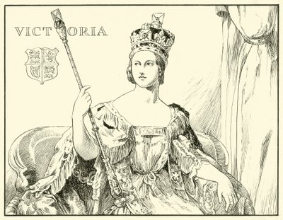 ビクトリア女王（ジョージヘイター卿による戴冠式の肖像画の後）（紙にインク） 作： English School