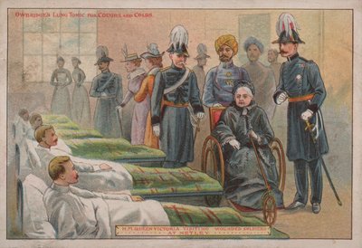 1898年、ハンプシャーのネットリー病院で負傷したイギリス兵を訪ねるビクトリア女王 作： English School