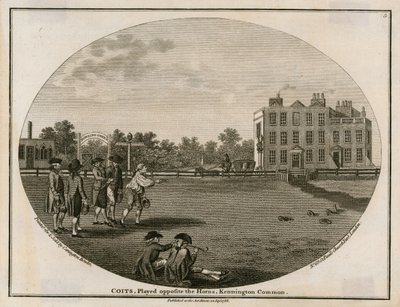 1788年の辞任、ケニントンコモンのホーンズの反対側でプレー 作： English School