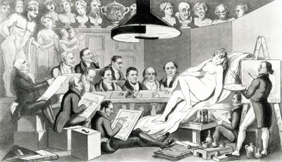 1824年にシャーウッド、ジョーンズ＆Co.によって発行されたライフアカデミーサマセットハウスで美容の真のラインを反映する天才のRA 作： English School