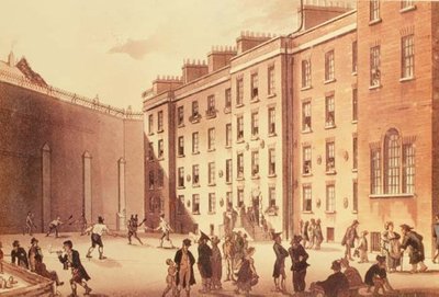 フリート刑務所のラケット、「London Life」のイラスト、パブ。1809年（リトグラフ）。 作： English School