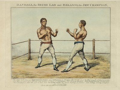 アイルランド人のランダルとユダヤ人のベラスコ（ウィリアムスによるカラー銅版画 作： English School