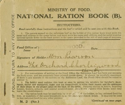 ウィリアム・ピアソンのための配給書、Chorleywood、ハートフォードシャー、1919（印刷） 作： English School