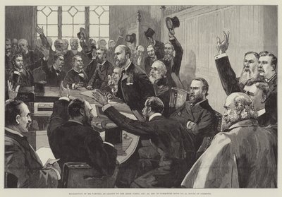 アイルランド党の党首としてのパーネル氏の再選、1890年11月25日、下院15号委員会 作： English School