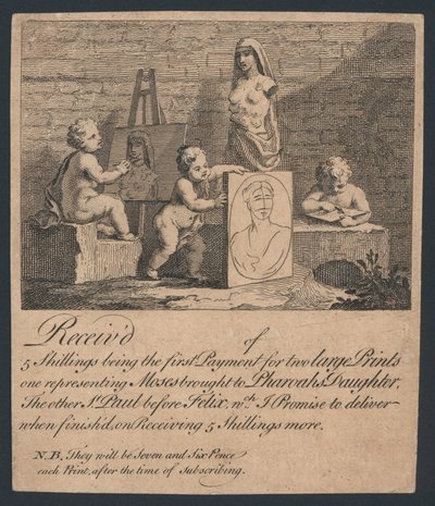 モーゼスとセントフェリックスの版画の領収書 作： English School
