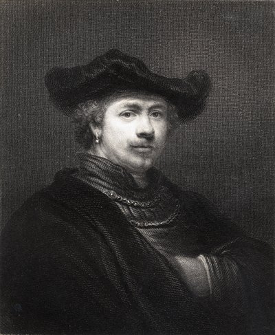 レンブラントハーメンスファンライン（1606-69）、「肖像画のギャラリー」より、1833年発行 作： English School