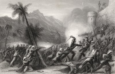 1858年に出版された「インドの反乱の歴史」からのデリーの前の出撃を撃退 作： English School