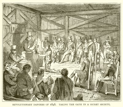 1848年の革命的危険。秘密結社での誓い 作： English School
