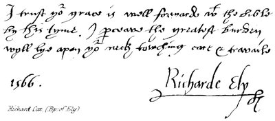 Richard Cox、（Bp：of Ely） 作： English School