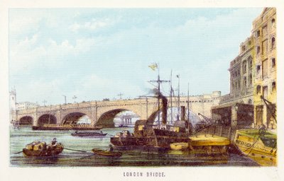 テムズ川。ロンドン橋（彩色済み彫刻 作： English School