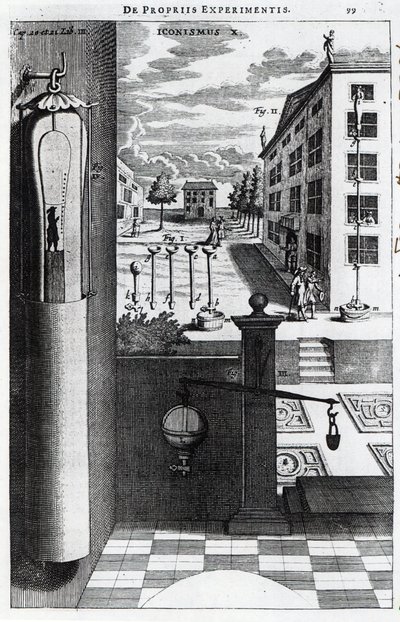 1669年に公開された真空ポンプのロバートボイルズデザインとアイデア 作： English School