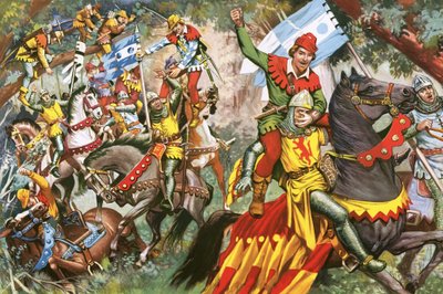 ノーマン兵士を攻撃するロビンフッド 作： English School